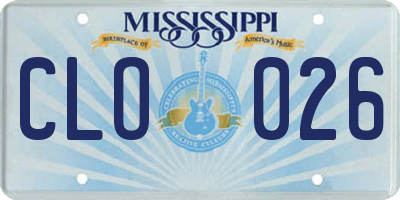 MS license plate CLO026