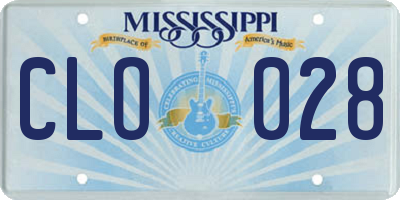 MS license plate CLO028