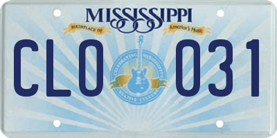MS license plate CLO031