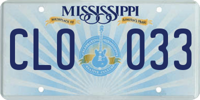 MS license plate CLO033