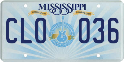 MS license plate CLO036