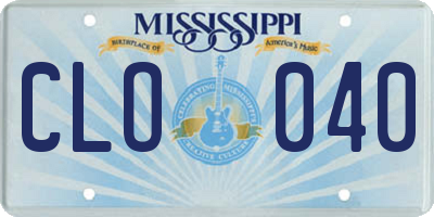 MS license plate CLO040