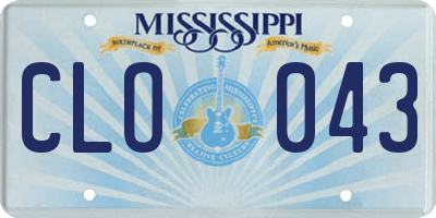 MS license plate CLO043