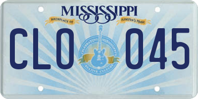 MS license plate CLO045