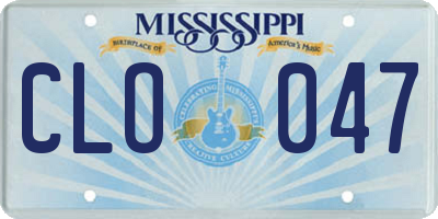 MS license plate CLO047