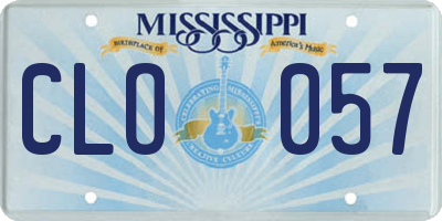 MS license plate CLO057