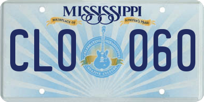 MS license plate CLO060