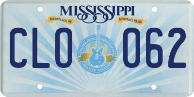 MS license plate CLO062