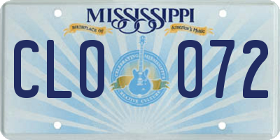 MS license plate CLO072