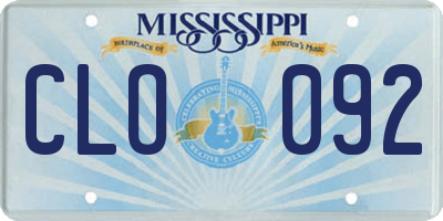 MS license plate CLO092
