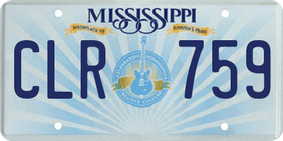 MS license plate CLR759