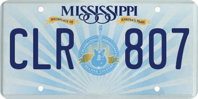 MS license plate CLR807