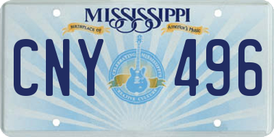 MS license plate CNY496
