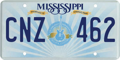 MS license plate CNZ462