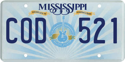MS license plate COD521