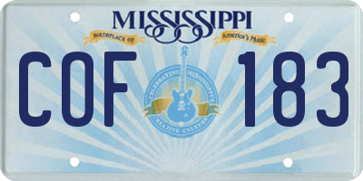 MS license plate COF183