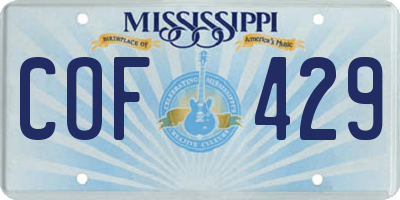 MS license plate COF429
