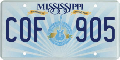MS license plate COF905