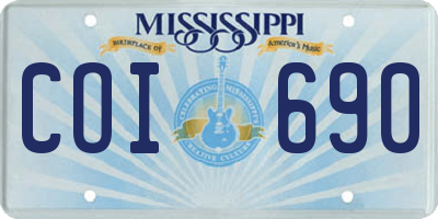 MS license plate COI690