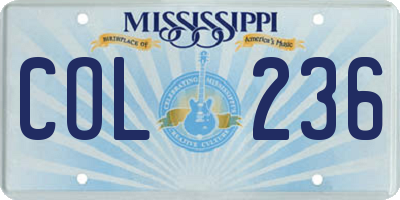 MS license plate COL236