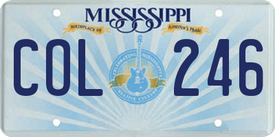 MS license plate COL246
