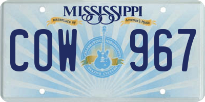 MS license plate COW967