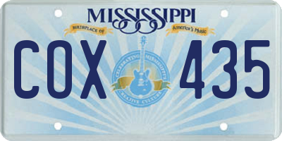 MS license plate COX435