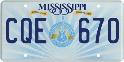 MS license plate CQE670