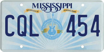 MS license plate CQL454