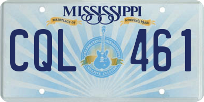 MS license plate CQL461