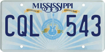 MS license plate CQL543