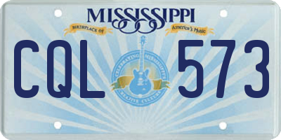 MS license plate CQL573