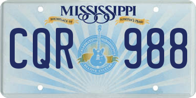 MS license plate CQR988