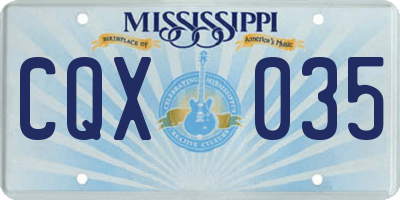 MS license plate CQX035
