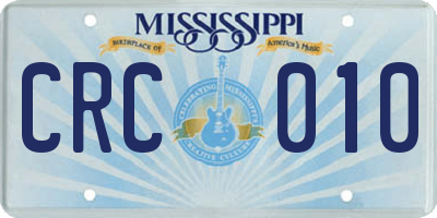 MS license plate CRC010
