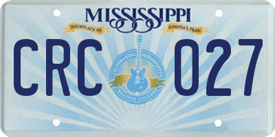 MS license plate CRC027