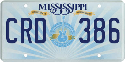 MS license plate CRD386