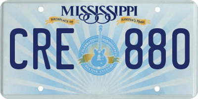 MS license plate CRE880