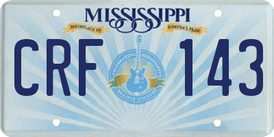 MS license plate CRF143