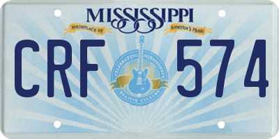 MS license plate CRF574