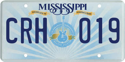 MS license plate CRH019