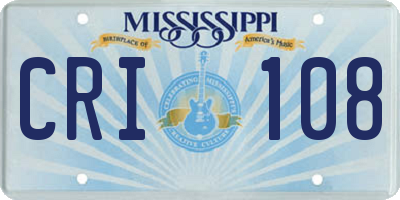 MS license plate CRI108