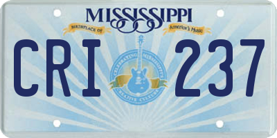 MS license plate CRI237