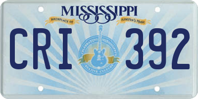 MS license plate CRI392