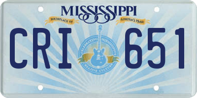 MS license plate CRI651