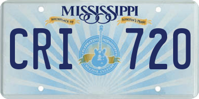 MS license plate CRI720