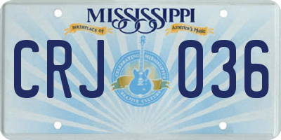 MS license plate CRJ036