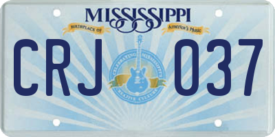 MS license plate CRJ037
