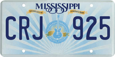 MS license plate CRJ925