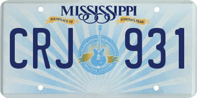MS license plate CRJ931